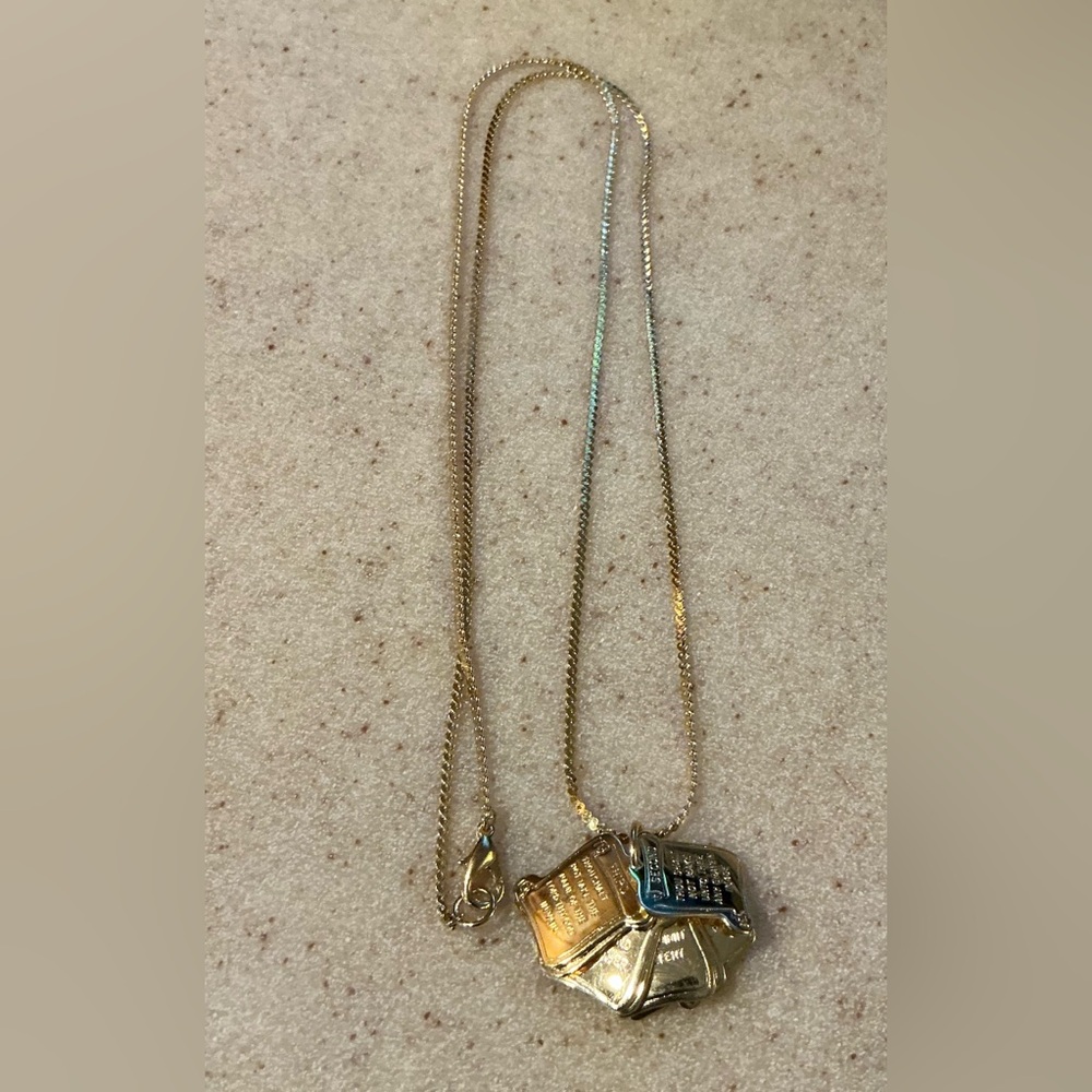 Gold  tone Ten Commandments vintage Necklace